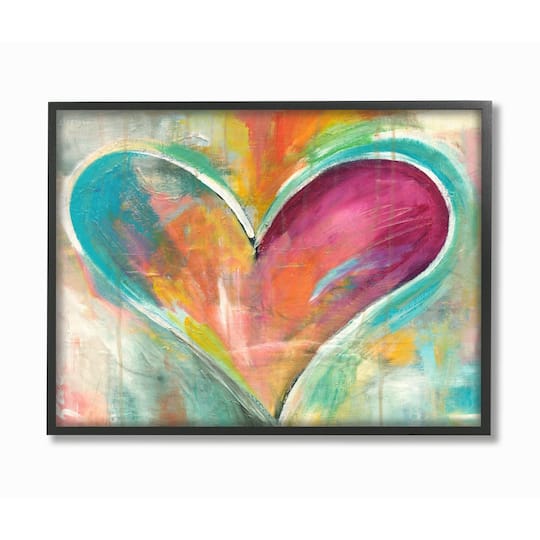 Stupell Industries Abstract Colorful Heart with Black Frame Wall Accent